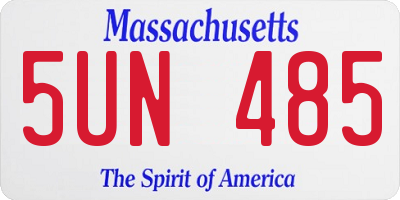 MA license plate 5UN485