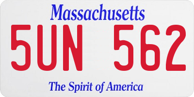 MA license plate 5UN562