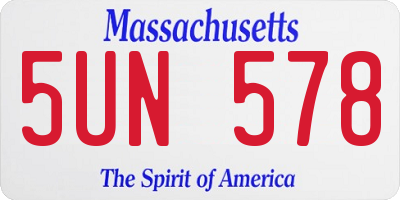 MA license plate 5UN578