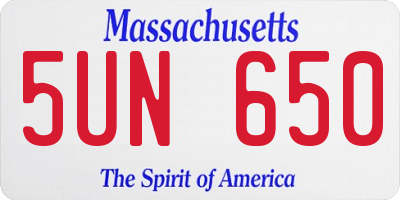 MA license plate 5UN650