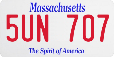MA license plate 5UN707