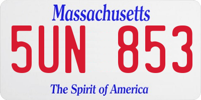 MA license plate 5UN853