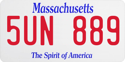 MA license plate 5UN889
