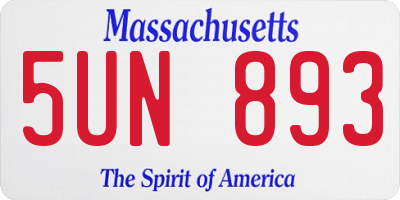 MA license plate 5UN893