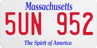 MA license plate 5UN952