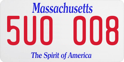 MA license plate 5UO008