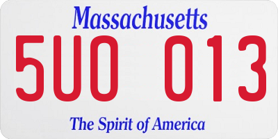 MA license plate 5UO013