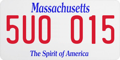 MA license plate 5UO015