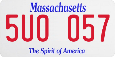 MA license plate 5UO057