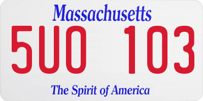 MA license plate 5UO103
