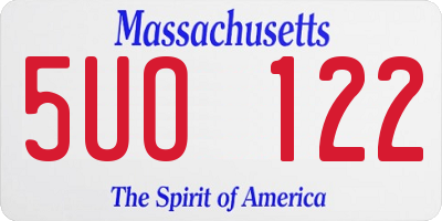 MA license plate 5UO122