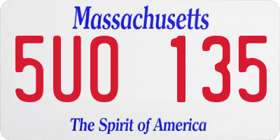 MA license plate 5UO135