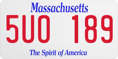 MA license plate 5UO189