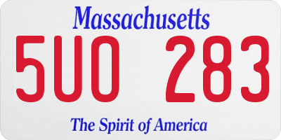 MA license plate 5UO283