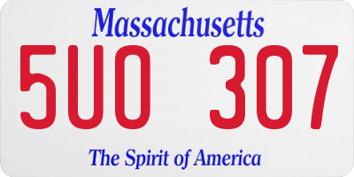 MA license plate 5UO307