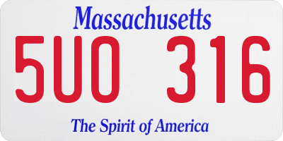 MA license plate 5UO316