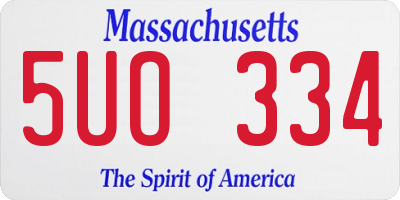 MA license plate 5UO334