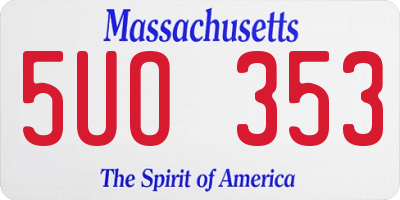 MA license plate 5UO353