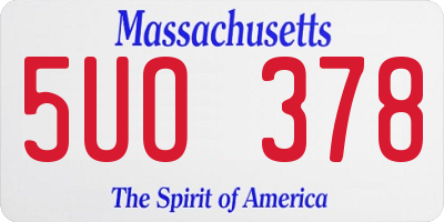 MA license plate 5UO378