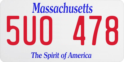 MA license plate 5UO478