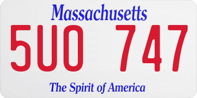 MA license plate 5UO747