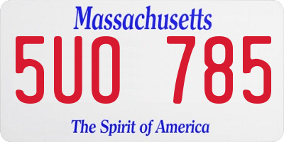MA license plate 5UO785