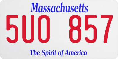 MA license plate 5UO857
