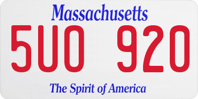 MA license plate 5UO920