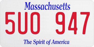 MA license plate 5UO947