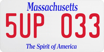MA license plate 5UP033