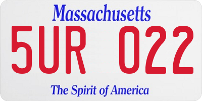 MA license plate 5UR022