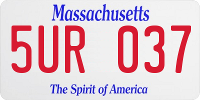 MA license plate 5UR037