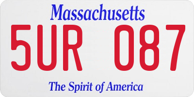 MA license plate 5UR087