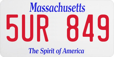 MA license plate 5UR849