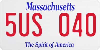 MA license plate 5US040