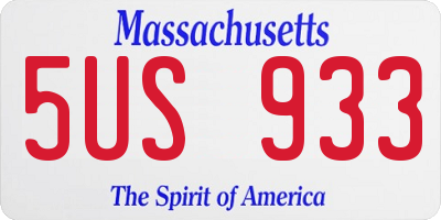 MA license plate 5US933