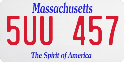 MA license plate 5UU457