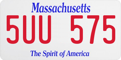 MA license plate 5UU575