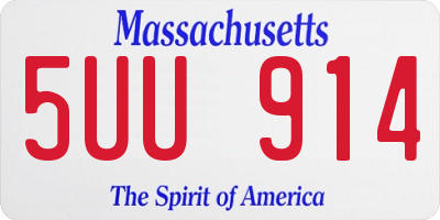 MA license plate 5UU914