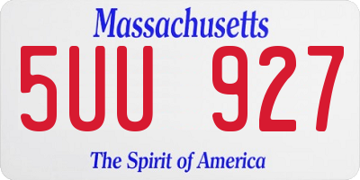MA license plate 5UU927