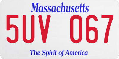 MA license plate 5UV067