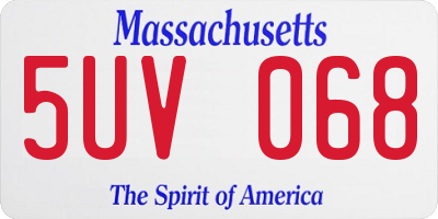 MA license plate 5UV068