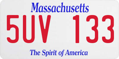 MA license plate 5UV133