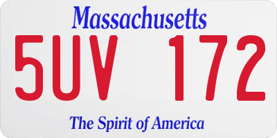 MA license plate 5UV172