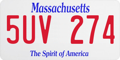 MA license plate 5UV274