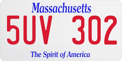 MA license plate 5UV302