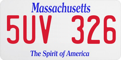 MA license plate 5UV326