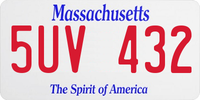 MA license plate 5UV432
