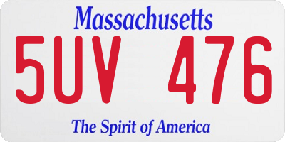 MA license plate 5UV476