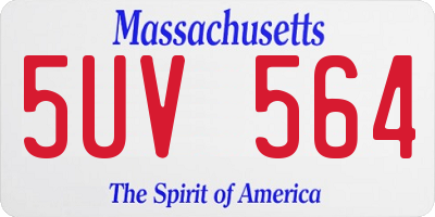 MA license plate 5UV564
